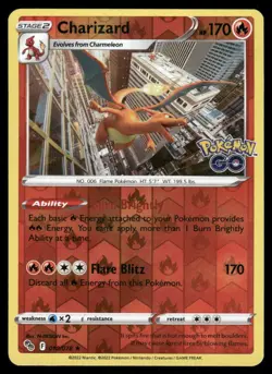 Pokemon Cards Charizard 010/078 Reverse Holo Pokemon GO NM - Image 1