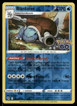 Pokemon Cards Blastoise 017/078 Reverse Holo Pokemon GO NM *2 - Image 1