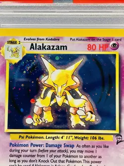 2000 Pokemon Base Set 2 ALAKAZAM Holo #1 PSA 7 NM WOTC SWIRL 💫 - Image 2