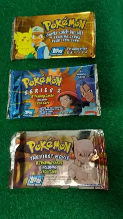 Topps Pokemon 3 Pack Lot Series 1, 2 And The Movie Factory Sealed - Image 1