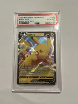 Pikachu V SWSH061 V Box 2021 SWSH Pokemon Card Black Star Promo PSA 10 - Image 1