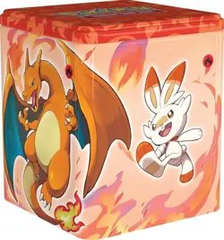 Pokemon Stack 'Em High Tin Charizard & Scorbunny Box with 3 Booster Packs Sealed - Image 1