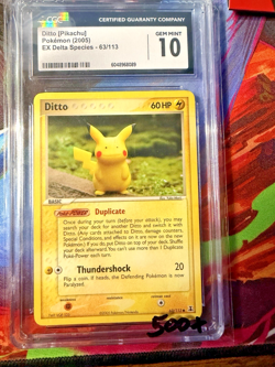 2005 POKEMON EX DELTA SPECIES PIKACHU #39/113 DITTO CGC 10 GEM MINT - Image 1