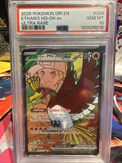 2025 POKEMON DRI EN-DESTINED RIVALS ULTRA RARE #209 ETHAN'S HO-OH EX PSA 10 - Image 1