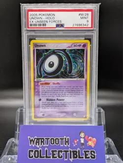 Pokemon Unown EX Unseen Forces Holo Rare #M/28 PSA 9 Mint - Image 1