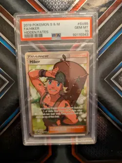 2019 Pokemon Sun & Moon Hidden Fates Secret Rare HIKER #SV85 PSA 10 - Image 1