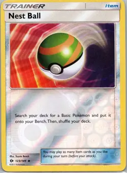 Pokemon TCG Nest Ball 123/149 Sun Moon Rev Holo NM - Image 1