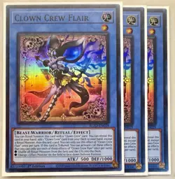 Yugioh! 3x Clown Crew Flair BLZD-EN029 Super Rare 1st Ed NM - Image 1
