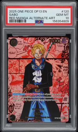 2025 ONE PIECE OP13-CARRYING ON HIS WILL RED MANGA ALTERNATE ART SABO PSA 10 - Image 1