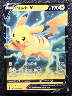 PIKACHU V 2020 Pokemon Black Star Promo SWSH063 Full Art NM - Image 1