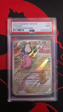 Pokemon TCG Chansey Illustration Twilight Masquerade Card 187/167 PSA 9 - Image 1