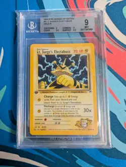 2000 Pokemon Gym Heroes 1st Edition Lt. Surge's Electabuzz #06 Holo BGS 9 - Image 1
