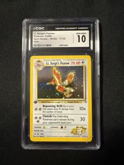 2000 POKEMON GYM HEROES HOLO-1ST ED #7 LT. SURGE'S FEAROW PSA CGC 10 GEM MINT - Image 1