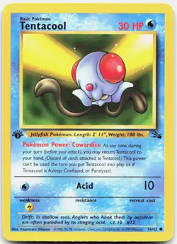 Pokemon TCG Tentacool Fossil Common 56/62 1st Edition - Image 1