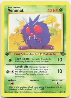 Pokemon TCG Venonat Jungle Common 63/64 1st Edition - Image 1