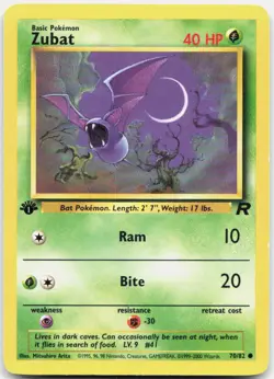 Pokemon TCG Zubat Team Rocket Common 70/82 1st Edition - Image 1