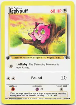 Pokemon TCG Jigglypuff Jungle Common 54/64 1st Edition - Image 1
