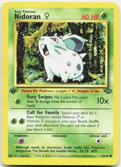 Pokemon TCG Nidoran F Jungle Common 57/64 1st Edition - Image 1