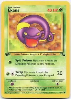 Pokemon TCG Ekans Fossil Common 46/62 1st Edition - Image 1