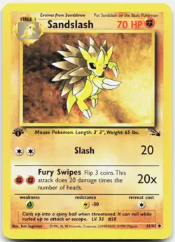 Pokemon TCG Sandslash Fossil Uncommon 41/62 1st Edition - Image 1