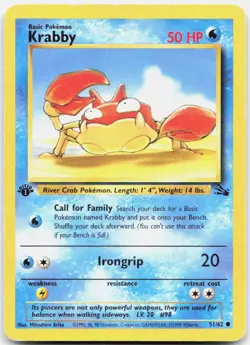 Pokemon TCG Krabby Fossil Common 51/62 1st Edition - Image 1