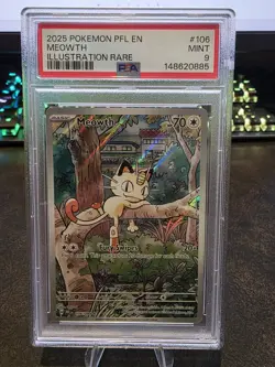 2025 POKEMON PFL EN MEOWTH ILLUSTRATION RARE 106/094 PSA 9 - Image 1