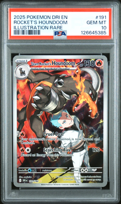 2025 Pokemon Destined Rivals Team Rocket's Houndoom Illustration Rare 191 PSA 10 - Image 1