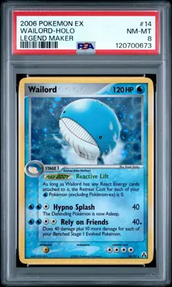 2006 POKEMON EX LEGEND MAKER 14 WAILORD-HOLO NEAR MINT-MINT PSA 8 - Image 1