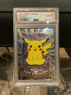 2000 TOPPS CHROME #25 PIKACHU POKEMON T.V. GEM MT PSA 10 - Image 1