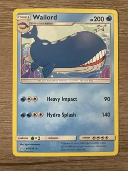 Pokemon TCG Wailord Sun & Moon - Cosmic Eclipse 46/236 Regular NP - Image 1