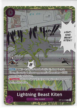 ONE PIECE LIGHTNING BEAST KITEN OP15-076 ADVENTURE ON KAMI'S ISLAND FOIL - Image 1