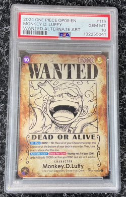 PSA 10 Monkey D. Luffy OP05-119 OP09 WANTED Alt Art 2024 One Piece GEM MT - Image 1