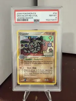 2006 POKEMON EX LEGEND MAKER 34 GRAVELER-REVERSE FOIL PSA 8 - Image 1