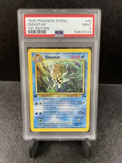 Pokemon PSA 9 MINT 1ST EDITION Fossil Omastar 40/62 Non-Holo - Image 1
