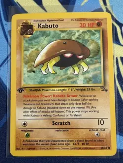 1st Edition Kabuto 50/62 Fossil Set Rare Vintage 1999 Pokemon Card - LP+/NM - Image 1