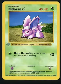 Nidoran M LP 55/102 - 1st Edition Base Set Shadowless - Pokemon 1999 (A) - Image 1