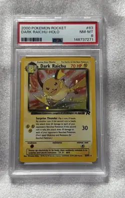 Pokemon Dark Raichu Holo 83/82 PSA 8 unique swirl - Image 1