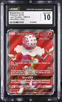 CGC 10 Blacephalon GX 2018 Lost Thunder 199/214 Ultra Rare Holo Pokemon Card - Image 1