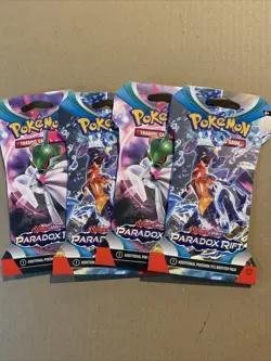 4 Sealed Sleeved Pokemon Paradox Rift Booster Packs - Image 1