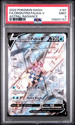 2022 POKEMON SWORD & SHIELD ASTRAL RADIANCE FULL ART/ORIGIN FORME PALKIA V PSA 9 - Image 1