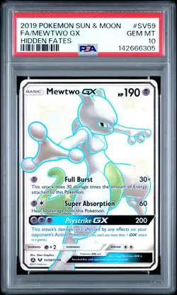 Fa/Mewtwo Gx Pokemon Sun & Moon Hidden Fates SV59 NM PSA 10 - Image 1