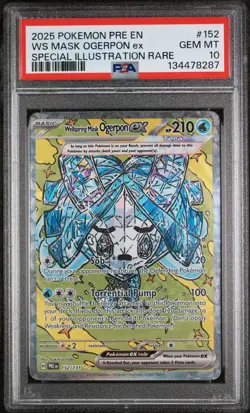 Ws Mask Ogerpon Ex Pokemon Pre En-Prismatic Evolutions 152 NM PSA 10 - Image 1