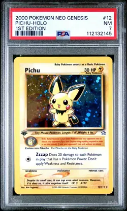 Pichu-Holo Pokemon Neo Genesis 1st Edition 12 NM PSA 7 - Image 1