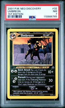 Umbreon Pokemon Neo Discovery 32 First Edition NM PSA 7 - Image 1