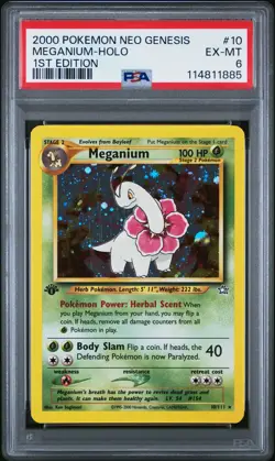 Meganium-Holo Pokemon Neo Genesis 1st Edition 10 NM PSA 6 - Image 1