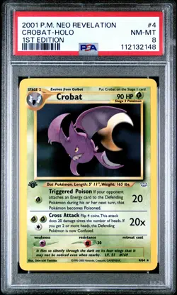 Crobat-Holo Pokemon Neo Revelation 4 NM PSA 8 - Image 1