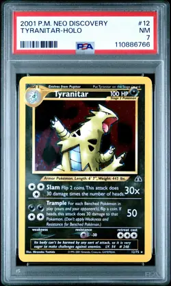 Tyranitar-Holo Pokemon Neo Discovery 12 NM PSA 7 - Image 1