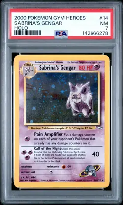 Sabrina'S Gengar Pokemon Gym Heroes 14 swirl NM PSA 7 - Image 1