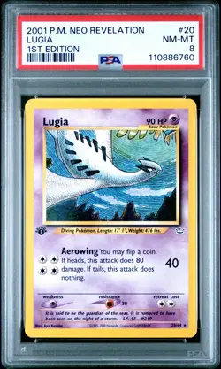 Lugia Pokemon Neo Revelation 20 NM PSA 8 - Image 1