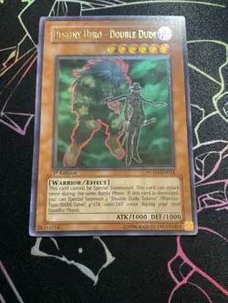 Yugioh Destiny Hero Double Dude Ultimate Rare POTD-EN012 1st Edition - Image 1